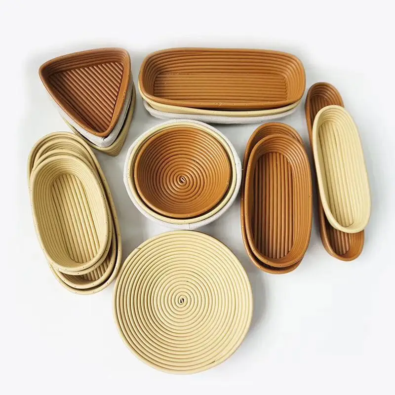 Handmade Plastic Rattan Artisan Bread Sourdough Banneton Proofing Basket set Durable baking & pastry tools