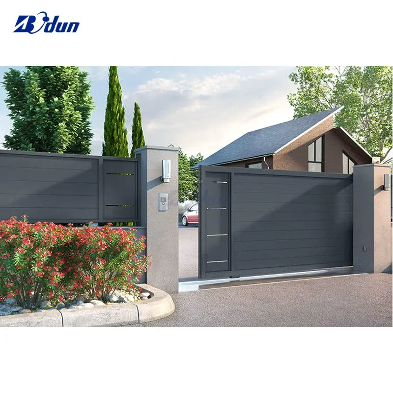 Bodun high quality free CAD design low moq driveway manual automatic open aluminum farm gate and fence