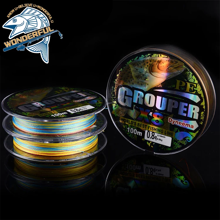 100m Multicolored Multi Filament Rubber Strong 8 Braided Sea Fishing PE Line