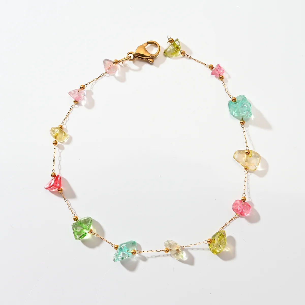 Fashion Classic Outdoor Beach Colorful Stone Chrysocolla Crystal Stainless Steel Beaded Amethyst Anklet