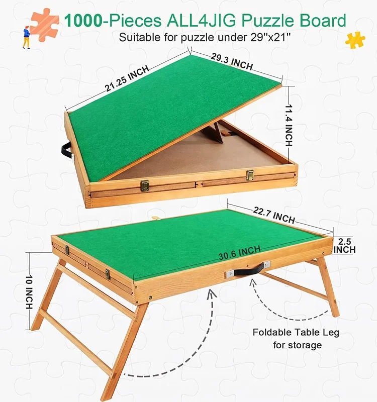 Customized Wholesale Adjustable Jigsaw Puzzle Board with 4 Drawers & Cover for Adults
