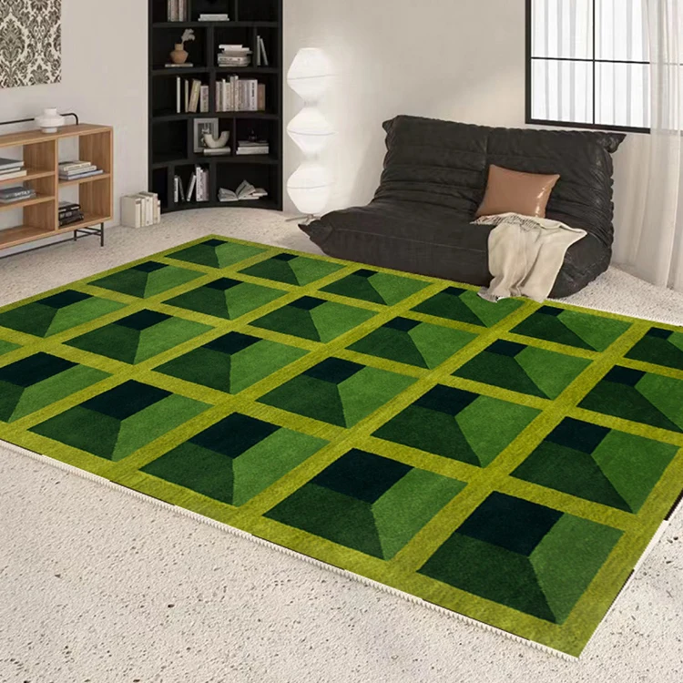 Chess board Garden Maze Green Hand Tufted Rug Handmade Carpets for Home Bedroom Office Living Room Hall Villa Private residence
