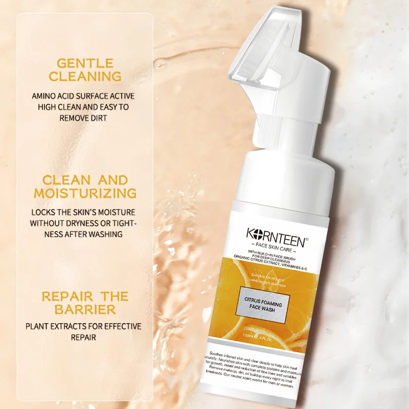 Hot Sale Moisturizing Deep Cleaning Hydrating Face Wash Facial Cleanser Amino Acid Citrus Sweet Orange Foaming Cleanser