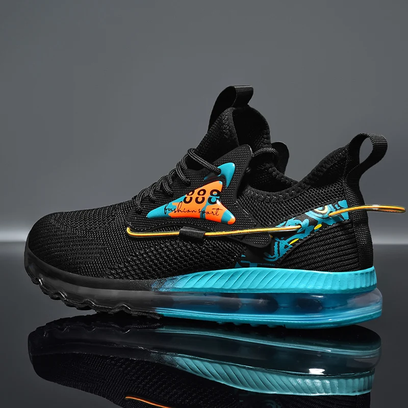 Casual Sports Mesh Sneakers Comfortable Running Shoes with Air Cushion Rubber Insole Shock Absorption Walking