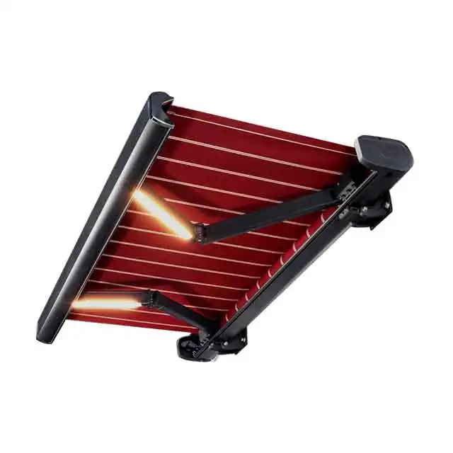 Outdoor Electric Retractable Awning Folding Arm Full Cassette Awning Motorized with LED Light