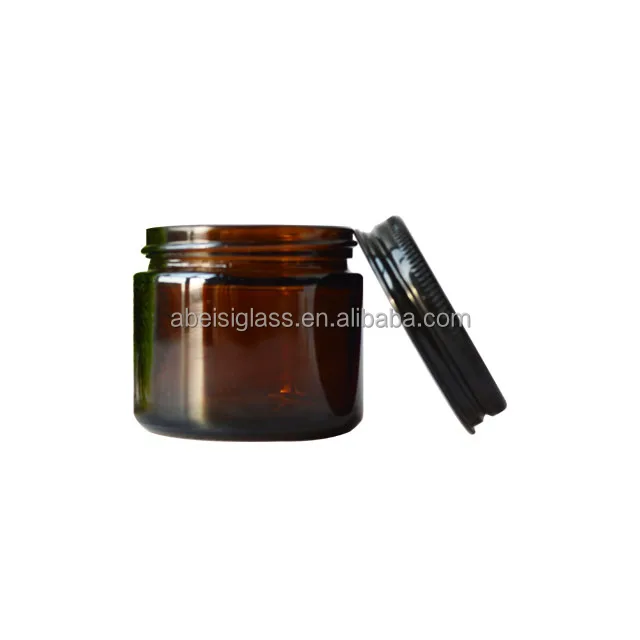 Premium 5 10 15 20 Ml 25 30 50 100 G Empty amber Cosmetic Container Amber Round Glass Jar With Lids