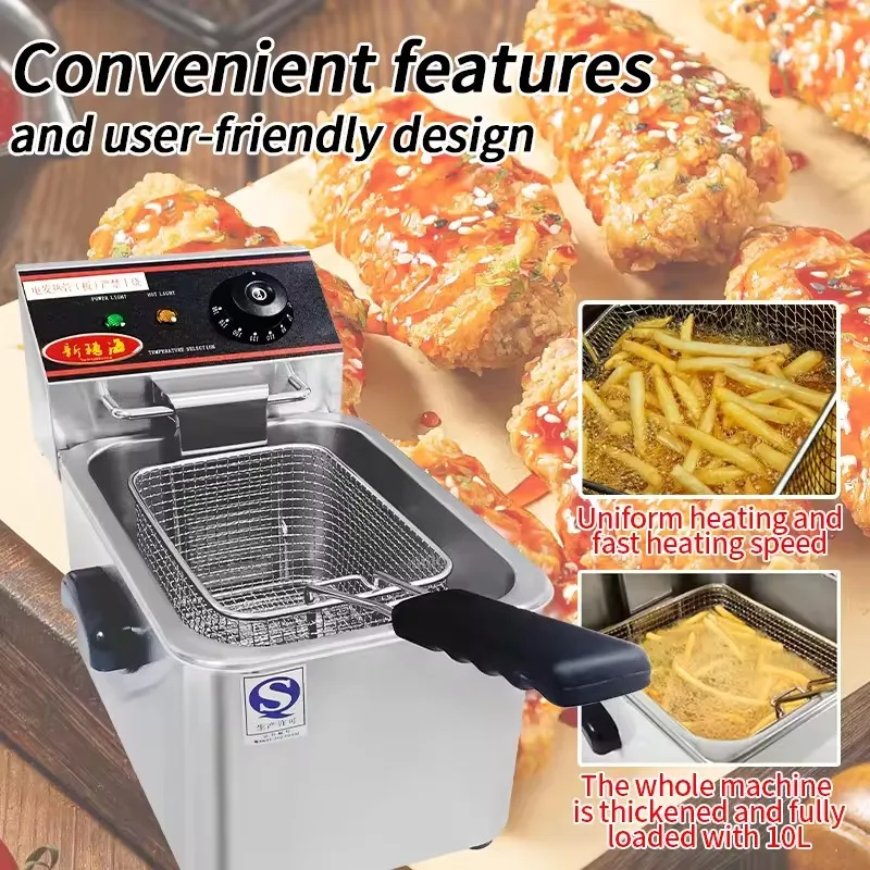 Small desktop commercial fryer, fried chicken chops, oil fryer, automatic constant temperature French fries
