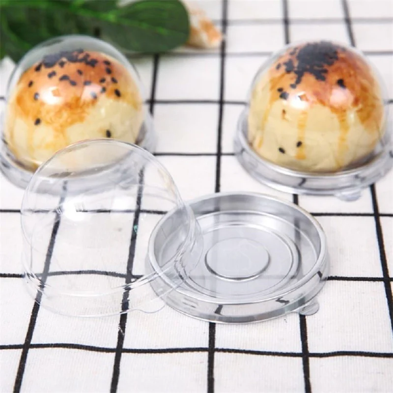 Hot Cocoa Bomb Disposable Plastic Cupcake Boxes Individual Chocolate Bomb Rectangle Clear Container with Printed Pattern Cookies