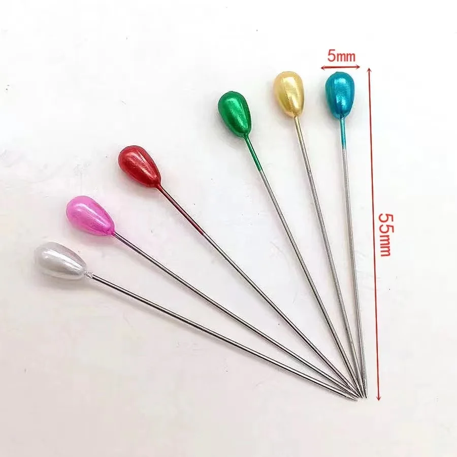 Factory direct sale pearlescent color white drop-shaped pin wedding flower decoration fixed pear-shaped pearl pin