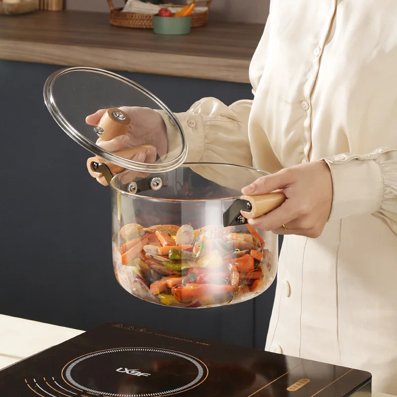 Wholesale Clear Safe Pyrex Glass Cookware Household kitchen cookware glass pot High borosilicate glass cooking pot
