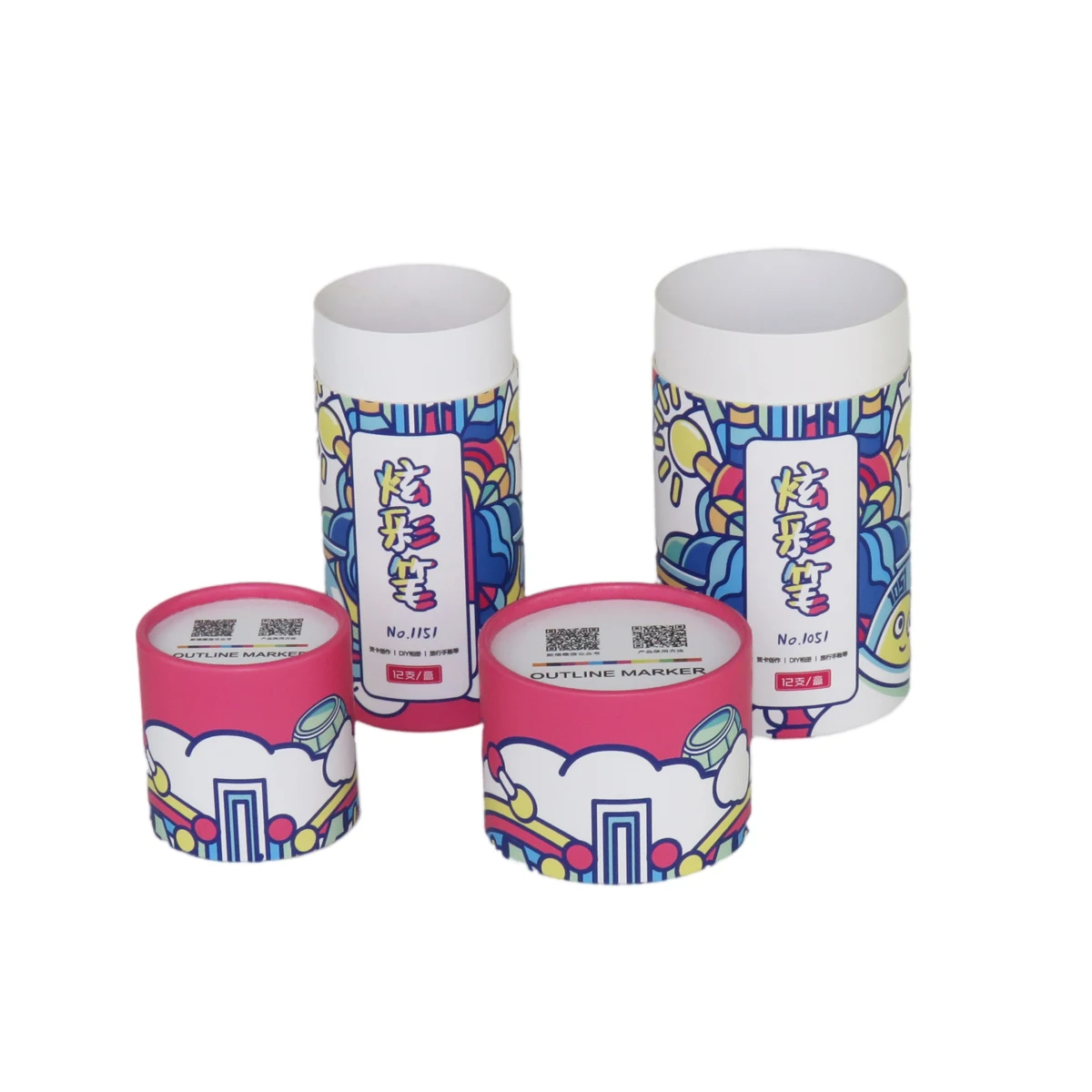 Custom Logo Paper Black tube Box container Round Perfume Package Tea paper cylinder packaging