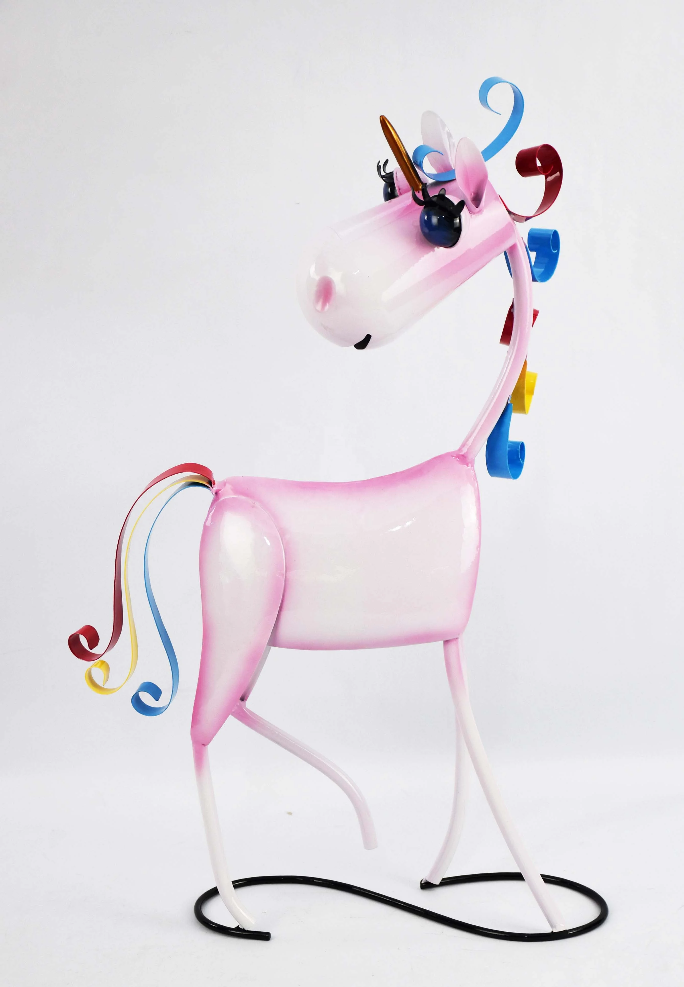 Yawill Metal Unicorn Garden Decor Unique Pink Unicorn Shape Metal Standing Decor