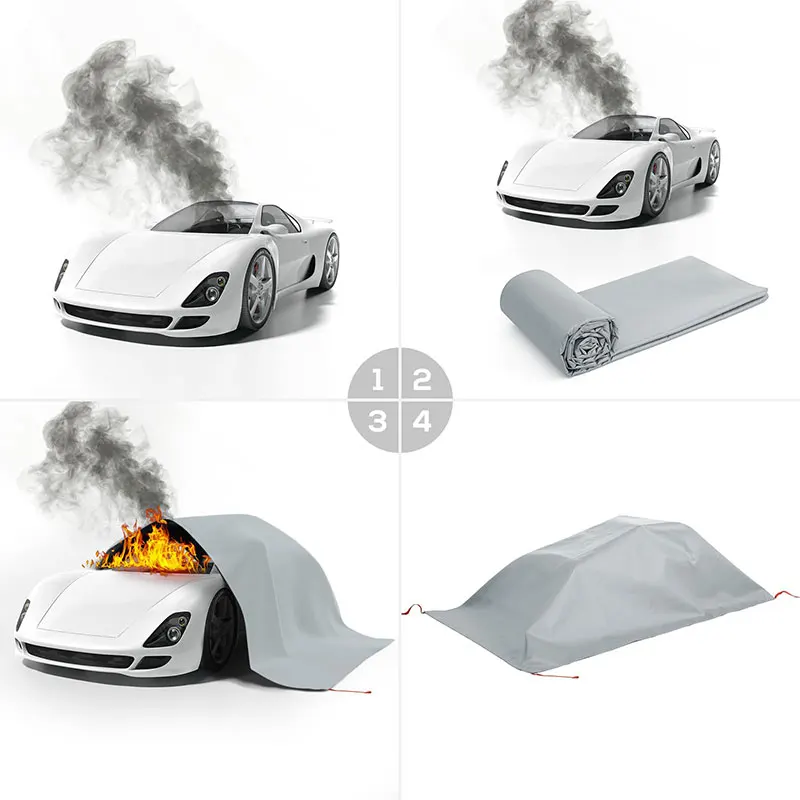 Cross border car fire blanket portable high temperature resistant and flame-retardant fiberglass electric car fire blanket