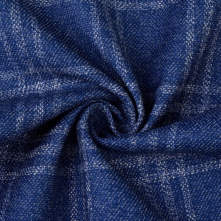 Hot Sale 2024 Classic Men White Striped Plaid Tr Suit Fabric Polyester Viscose Blue Suiting Stripes Fabric