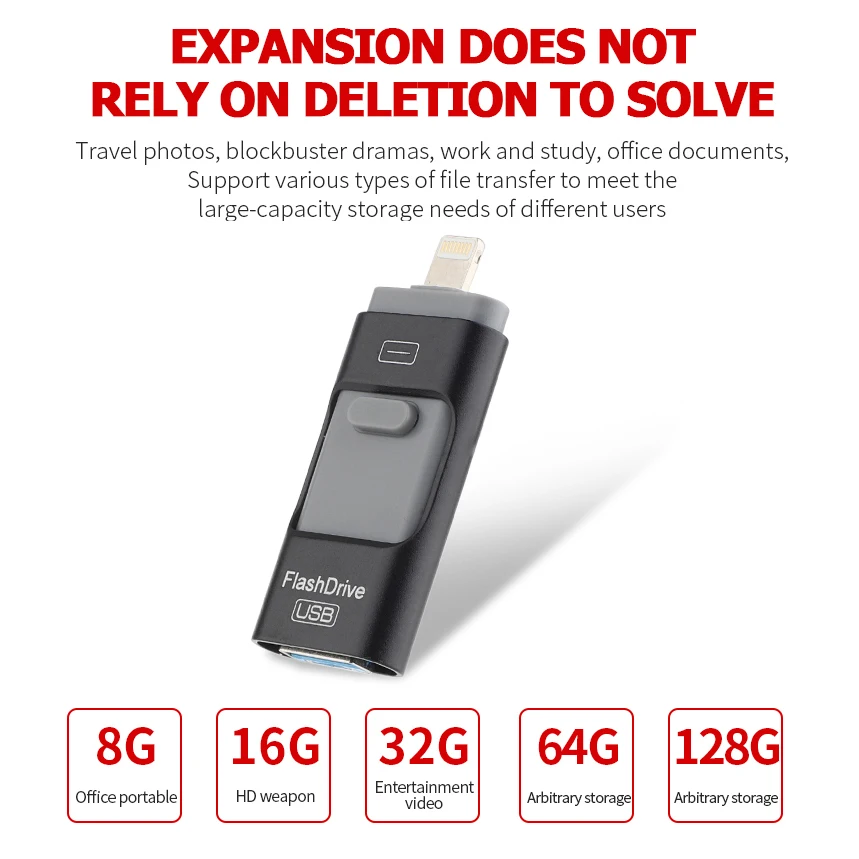 
3 In 1 Function For Iphone Usb 3.0 Flash Drive Metal Otg Pen Drive Memory Stick Otg 8gb ~ 128gb Usb Pendrive 