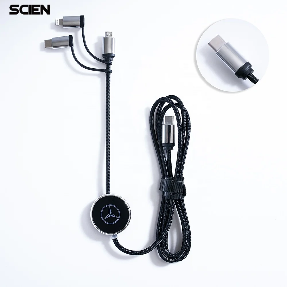  2021 3in1 со светящимися вставками Зарядное устройство usb кабель type C Micro USB 6 Pin зарядный для IOS и Android мобильный телефон проводное зарядное
