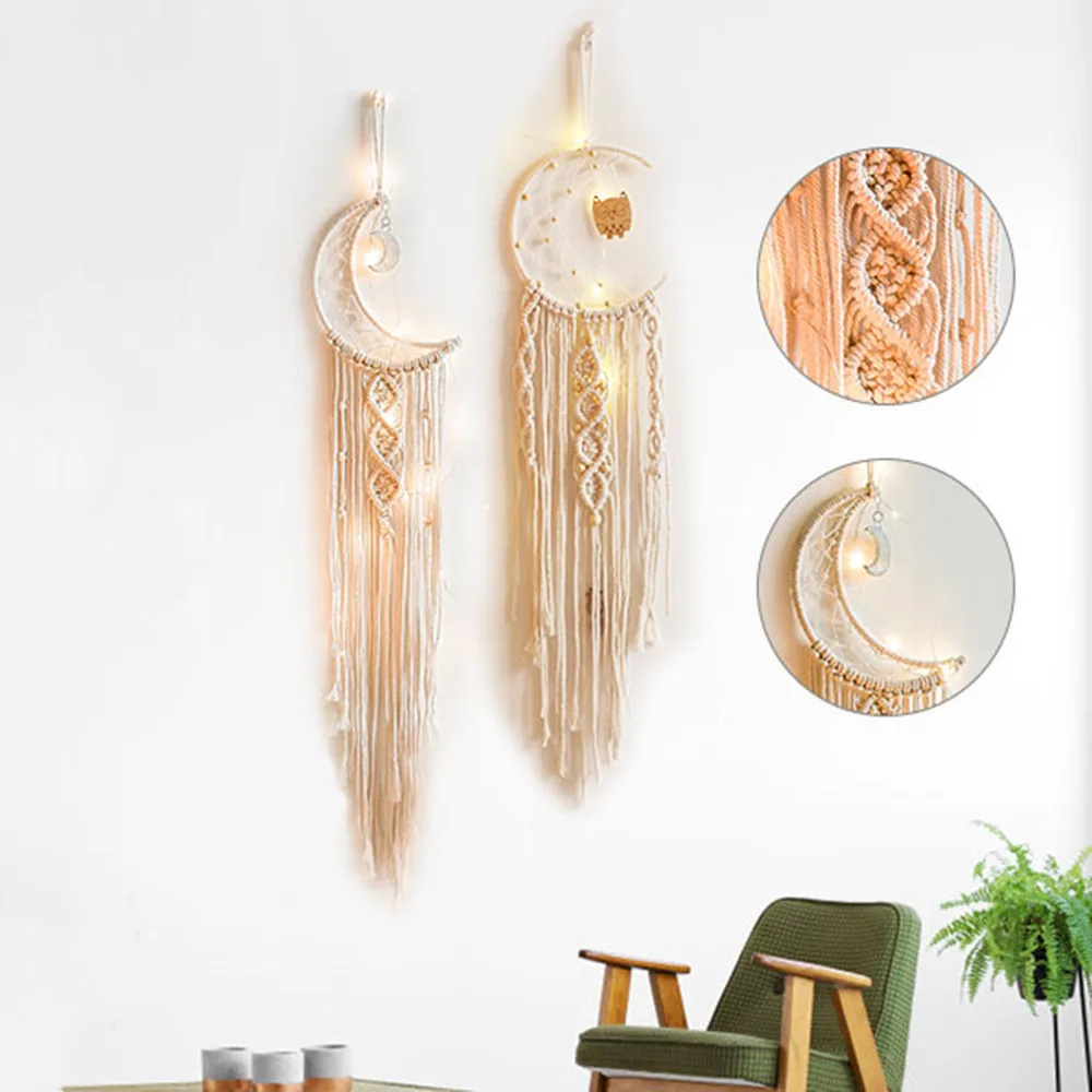 Handmade Moon Star Pendant Hanging Eid Woven Tapestry Islamic Ramadan Eid Room Decoration