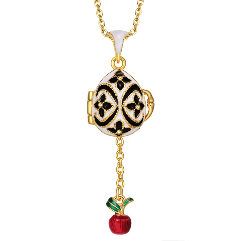 classic  clover Enamel brass faberge egg pendant charms for christmas  Easter  gift