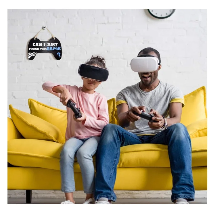 Can I Just Finish This Game Hanging Game Controller Wooden Plaque Gaming Quote Signs