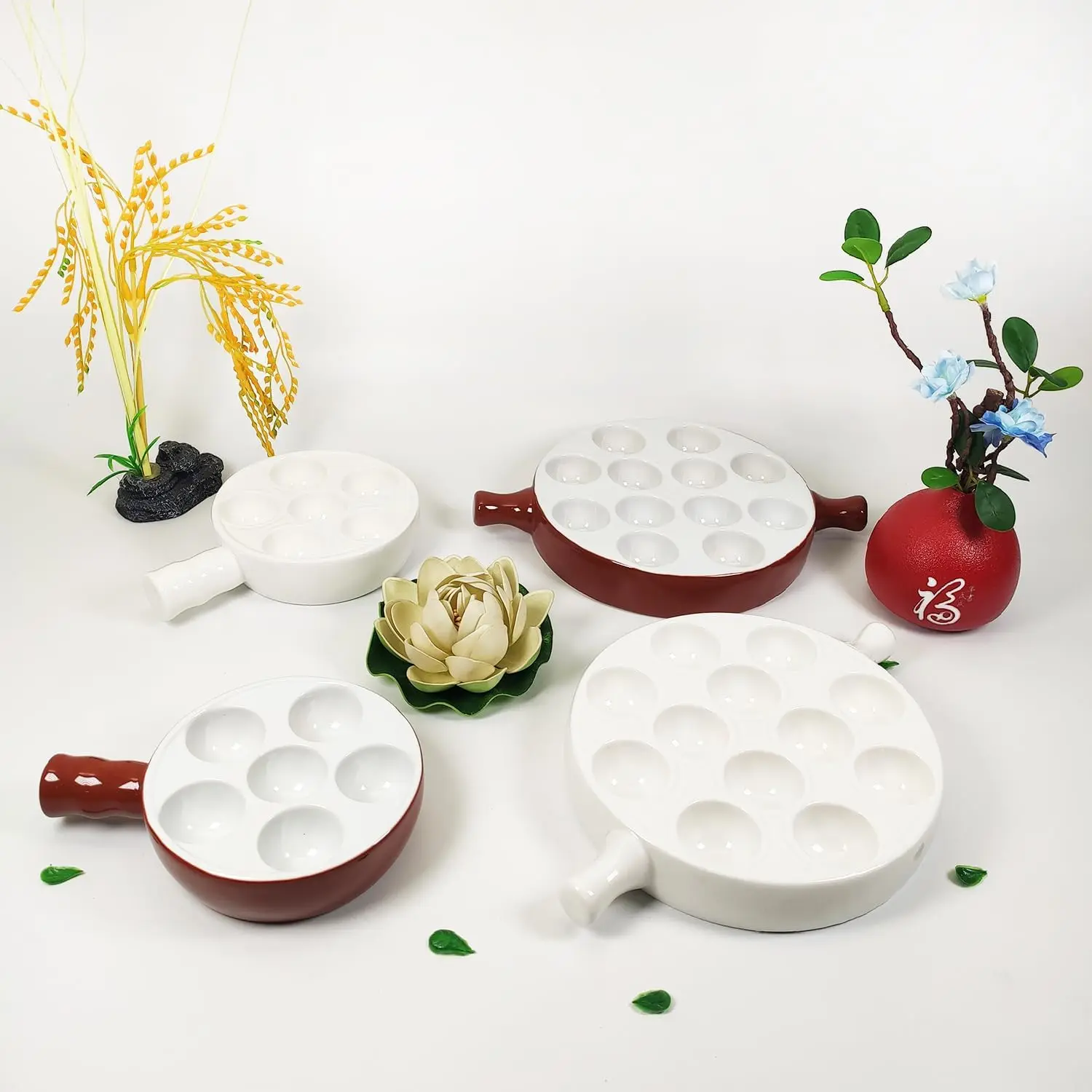 Oven Safe Holes Set for Home Restaurant Hotel appetizer Dishes baked snails baked scallop Custom White Ceramic Escargot Plates