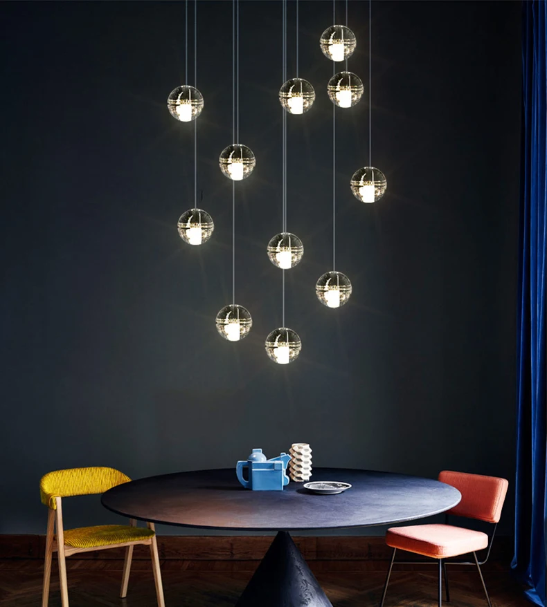 hotel villa modern simple design staircase light chandelier led bubble glass ball staircase light