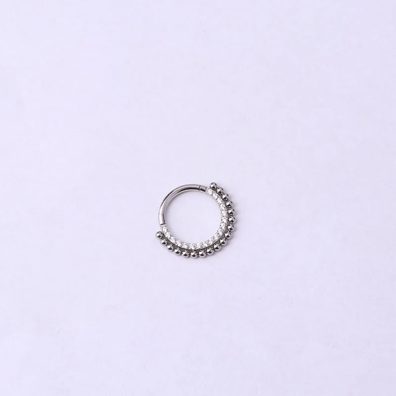 16G  Stainless Steel Cz Septum Clicker Piercing Hinged Segment Ring Diath Helix Nose Hoop Ring