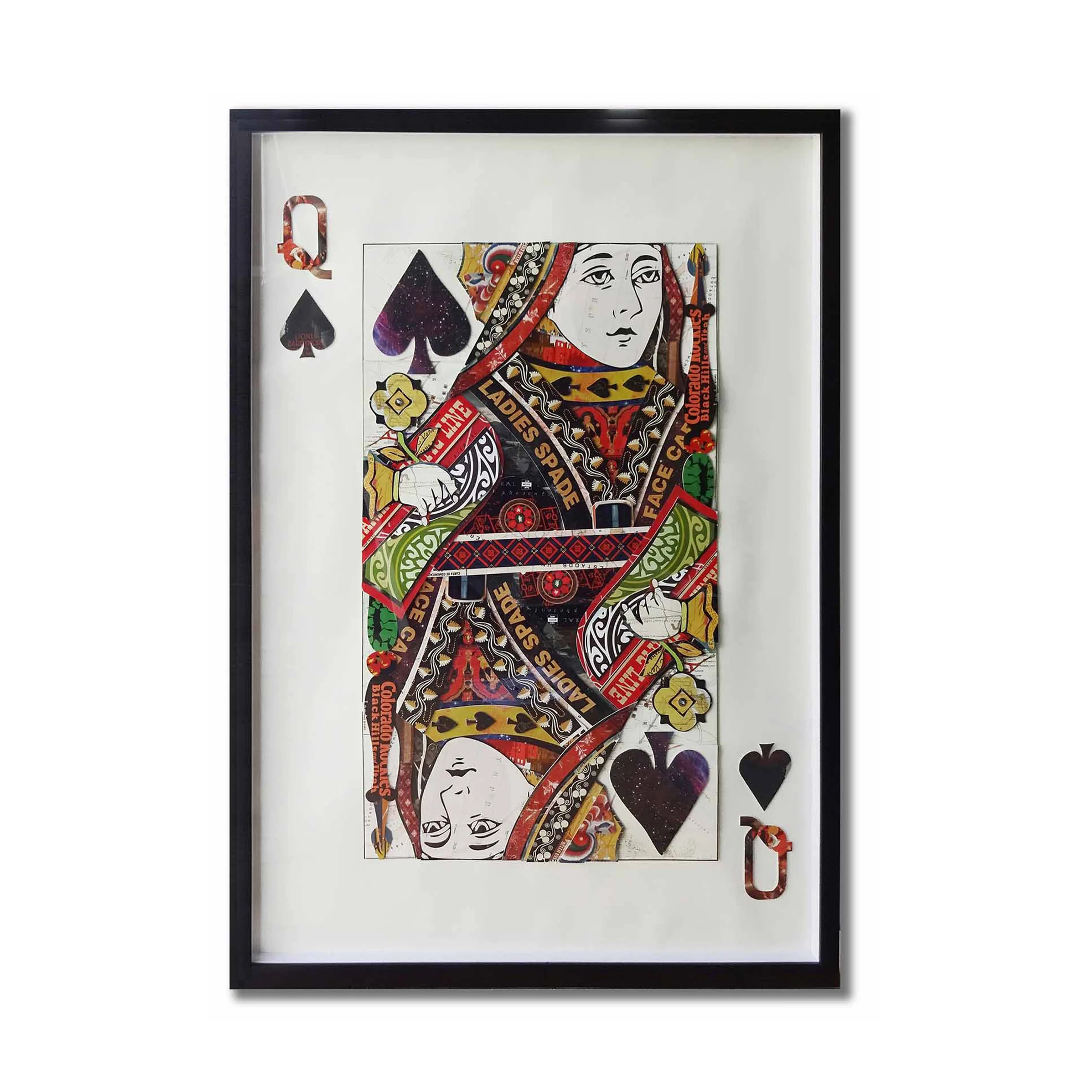 Paper Big Collage Printed Wall Art Playing Card Queen in Red Heart