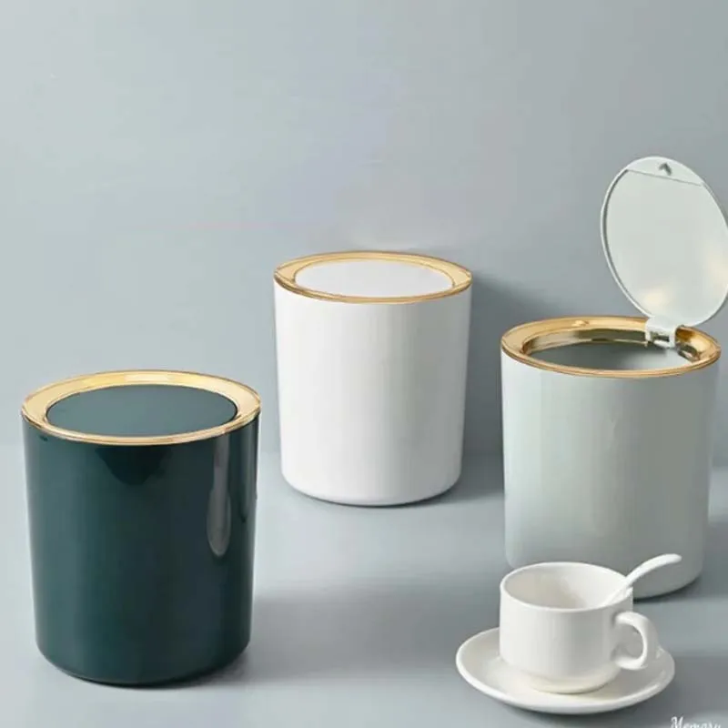 Mini Small Waste Bins Desktop Garbage Basket Home Table Plastic Trash Can Office Supplies Dustbins Sundries Barrel Box