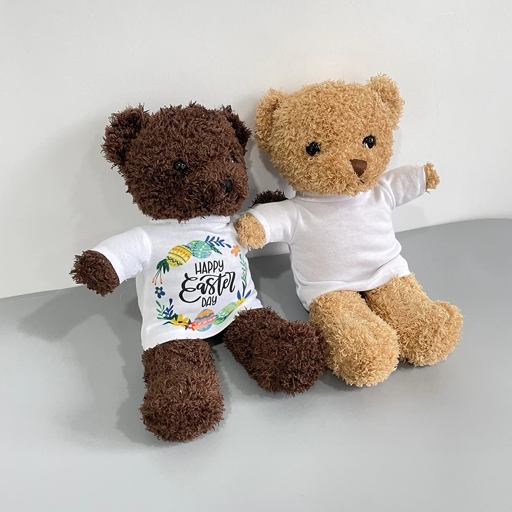 Sublimation Stuffed Animal blank sublimation cute Plush Teddy Bear toy Clothes tee T shirts for Dye Sublimation Heat Press