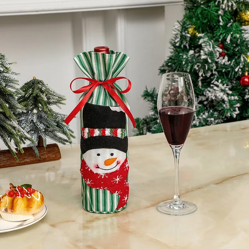 Christmas wine bottle set Christmas creative knitted snowman wine set Holiday restaurant decoration Christmas decoration