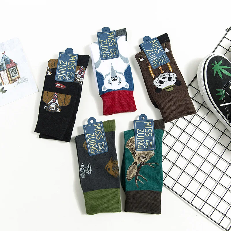 Happyslides High Quality Men Socks Printed 100% Cotton,Custom Print Sublimation Blank Socks,Men Printed Christmas Socks