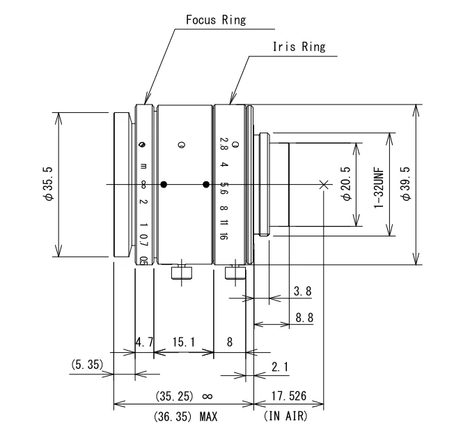 Manual aperture 12mp 16mm c mount industrial vision cctv camera lens high resolution