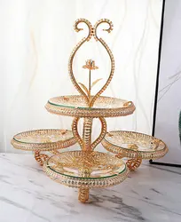 Hot Sale Cake Display Stand Luxury 4 Layer Serving Tray Platter Dessert Holder For Wedding Party Home Decor