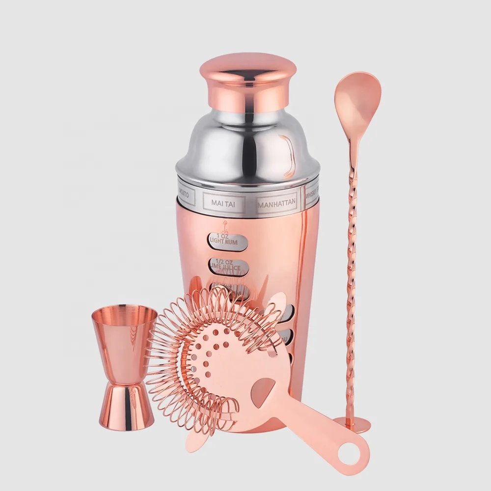 Creation Factory Direct 4 Piece Bartender Bar Tools Cocktail Mixer Kit Set Custom Boston Stainless Steel Martini Shaker