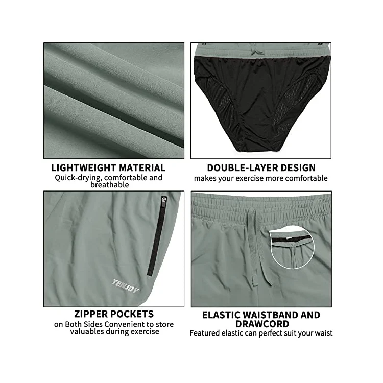 Custom Mens Running Training Shorts With Pocket Workout  Gym Sports Male Fitness Jogging Training Running Shorts men