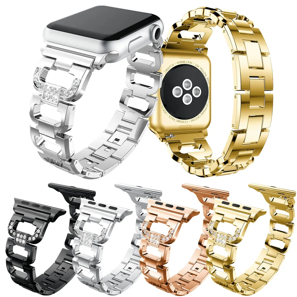 D shaped Luxury Link Bracelet Band For Apple Watch Metal Watchband For iWatch 4/3/2/1Wristband Strap