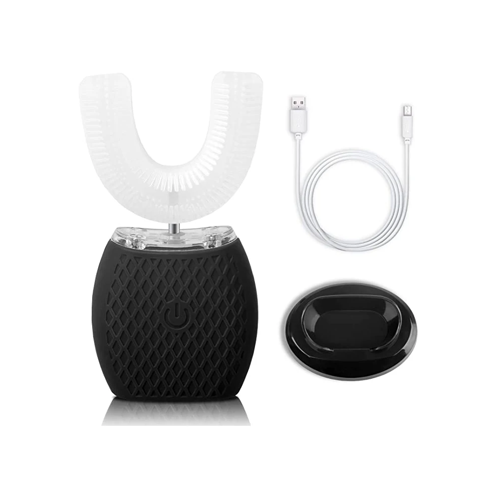 360 Sonic Automatic Electric Wireless Charging Food Grade Silicone U Shaped Toothbrush Adult With LED Light