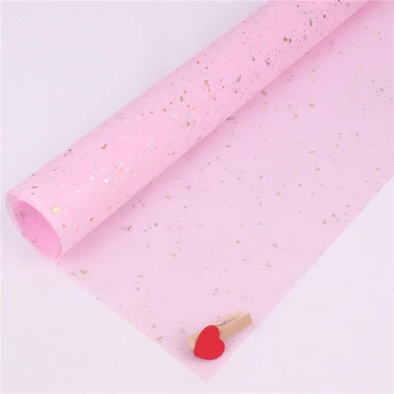 Bright shining stars glass flowers gold and silver dots dreamy starry sky hazy flowers gift wrapping paper