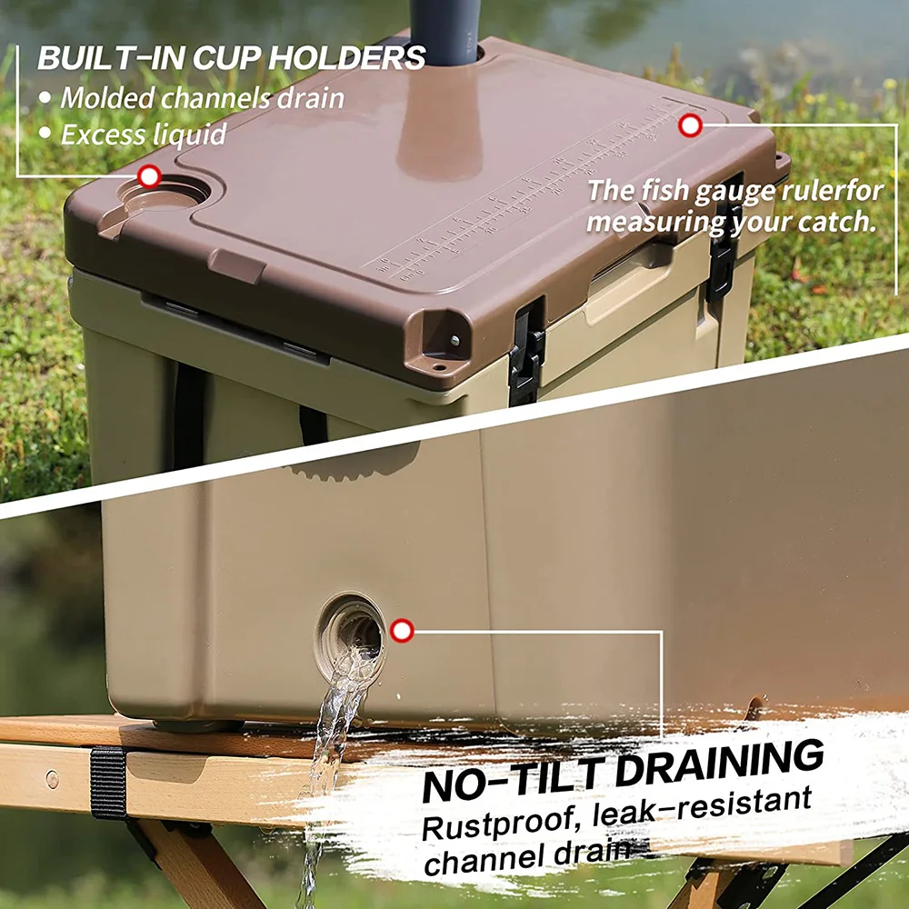 Ultra large 65QT ice chest rotomolded cooler box portable car refrigerator camping fishing