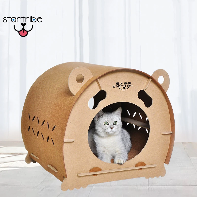 E1 level OSB Luxurious Wood Cat House Pet Comfortable Bed Pet Wooden House For Dogs Cats Top Quality