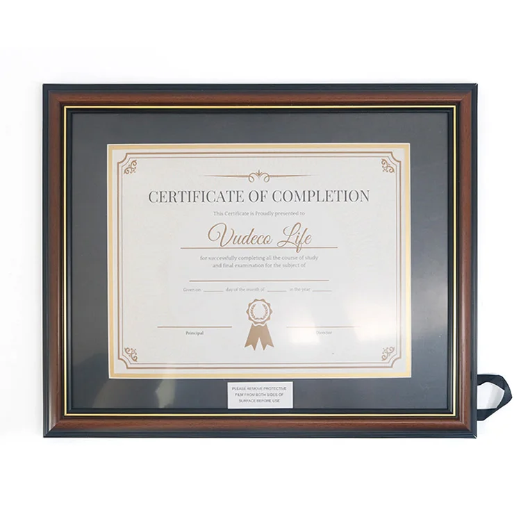 Double matted A4 PS University Graduation Certificate Frame Diploma Degree Frames with Golden Rim