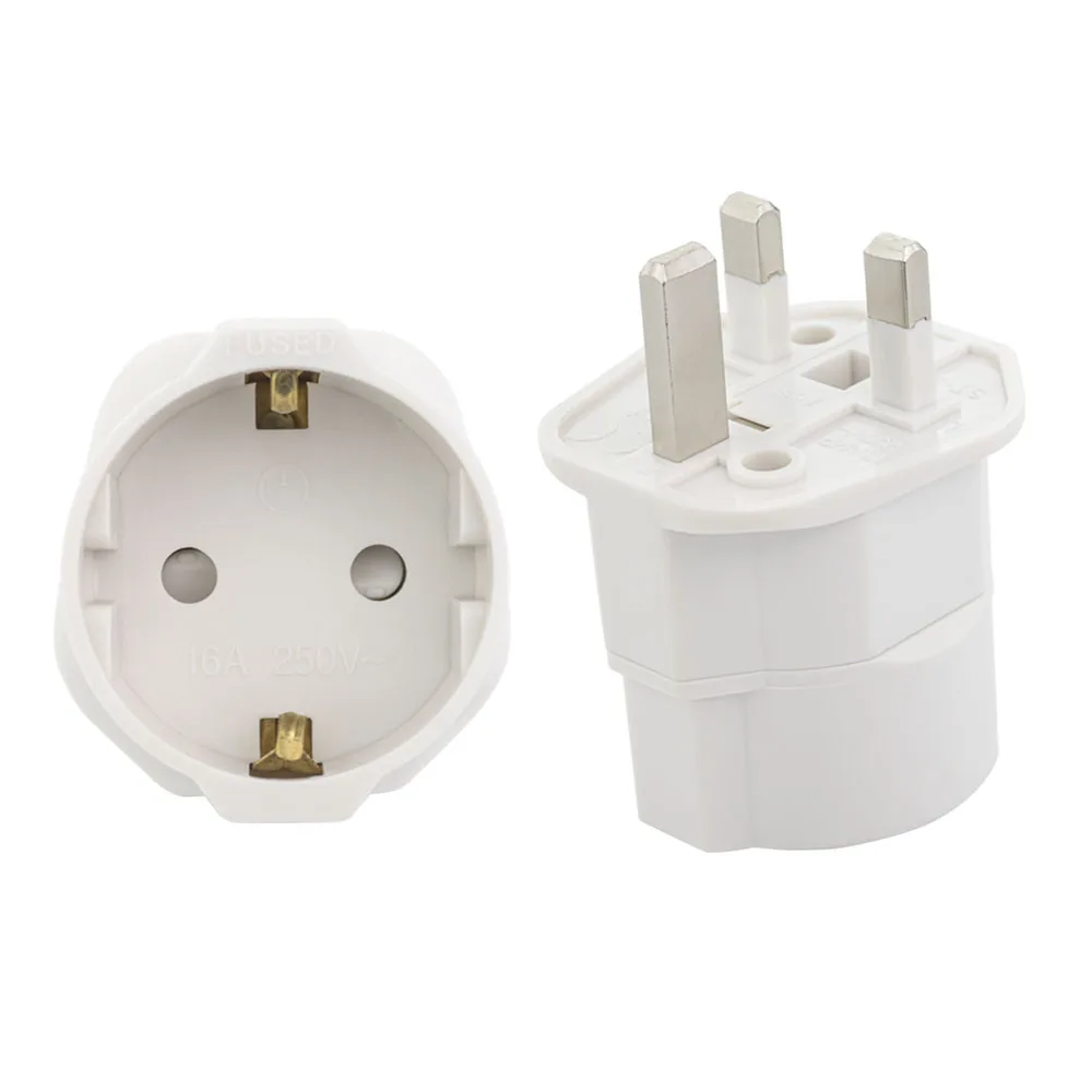 EU to UK Adapter Schuko Euro Socket 2 Pin to 13 Amp 3 Pin Plug Type C to Type G