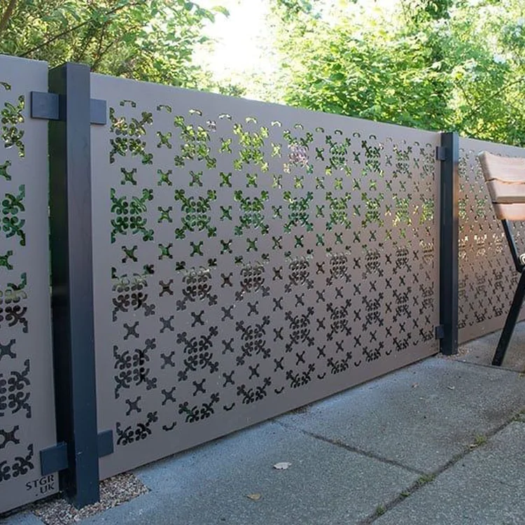Aluminum powder coating decorative laser cut panels laser cut screengrille modern aluminum privacy fence louver stairs fence