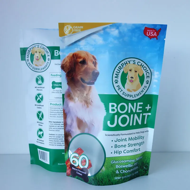 Custom Printing Pet Food stand up pouch, Dog Cat Bird Food Treat Packaging Bag Zipper Lock Plastic Bags