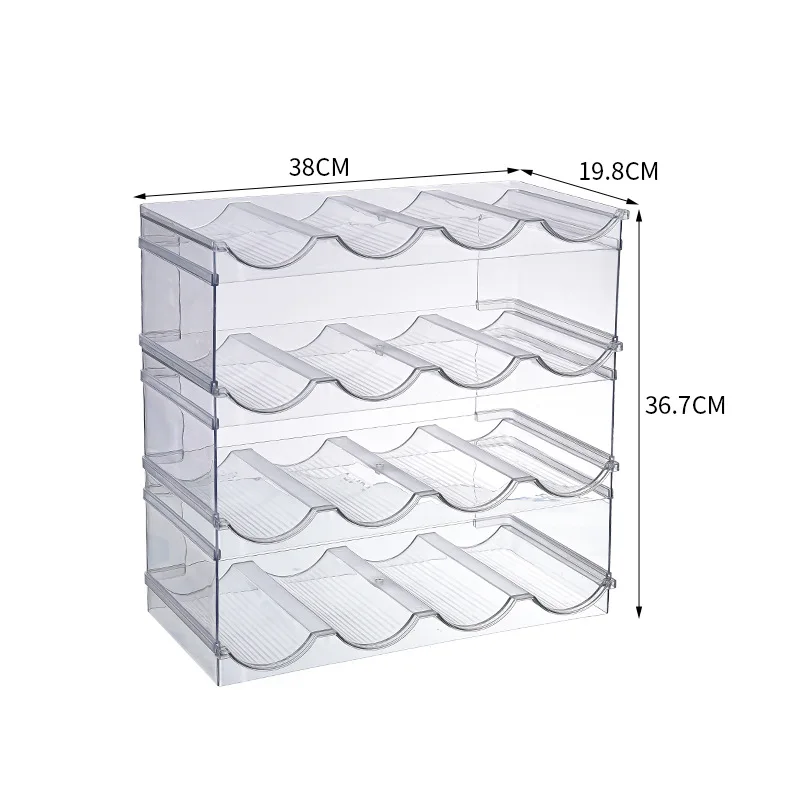 Water Bottle Holder Fridge Organizer Refrigerator Storage Containers Heavy Duty Plastic Water Bottle Organizer for Cabinet