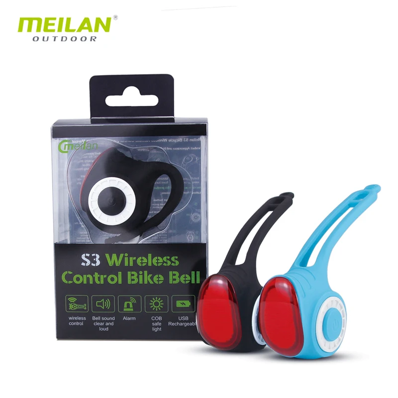 Meilan S3 Multi-function bike electronic horn 150db super volume mini size wireless control bicycle bell with COB safety light