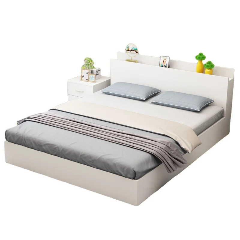 China factory wholesale white double storage bed modern bedroom furniture