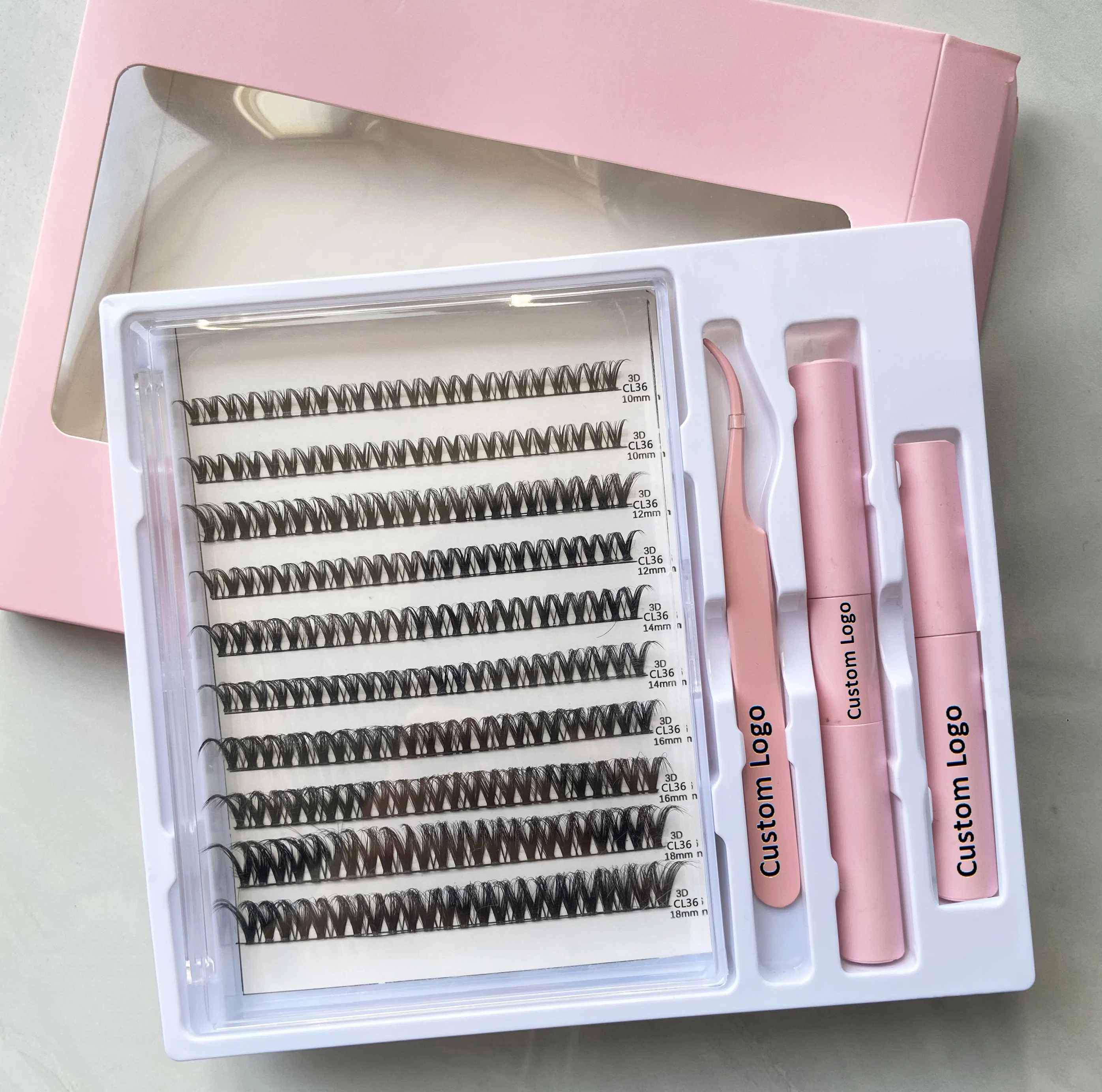 Diy Cluster Lashes private label C D Curl Segment Pre-Cut lash Extension Kit 30D 40D 50D Lash Clusters 8-16mm Individual Eyelash