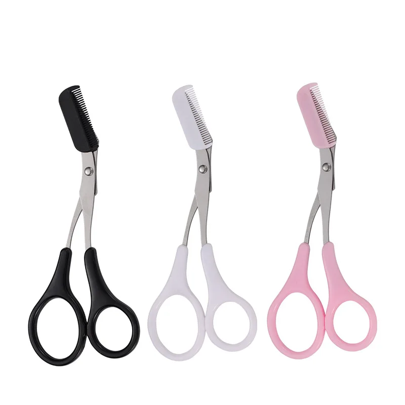 Wholesale Eyebrow Trimmer Scissors Plastic Handle Makeup Personal Care Tools Scissors with Comb