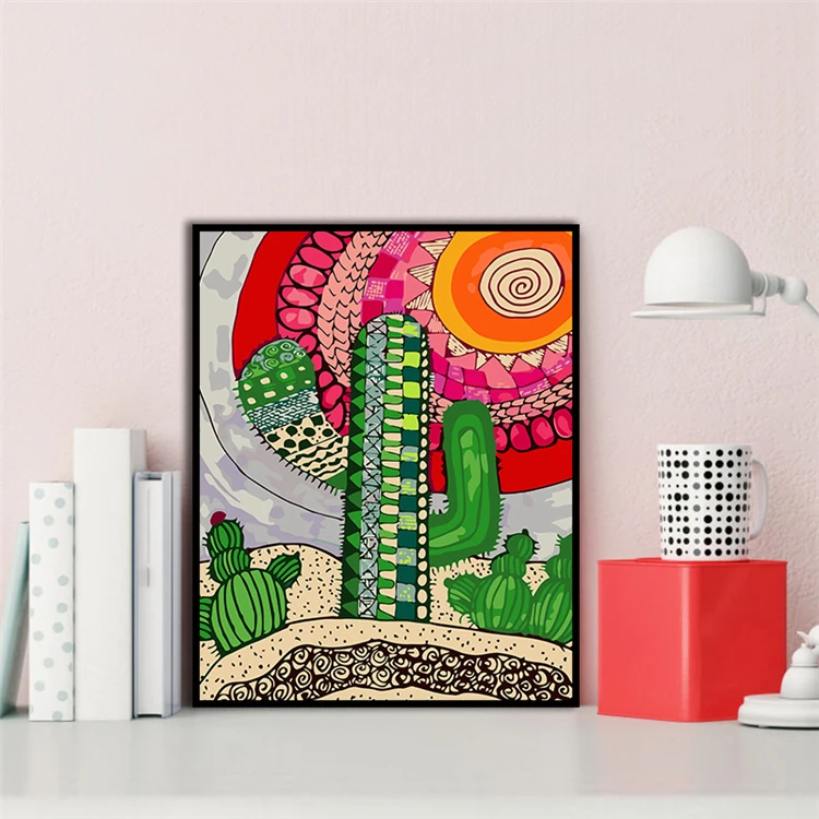Wholesale Price Cactus Painting Canvas Cactus Oil Painting By Numbers